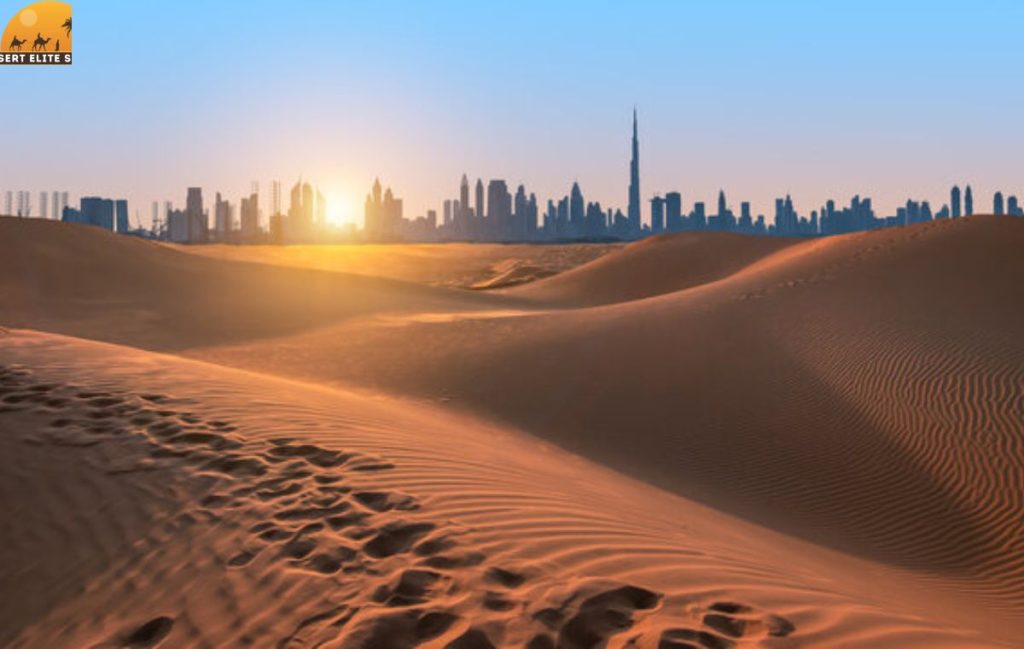Cool winter morning in Sharjah desert with soft orange light