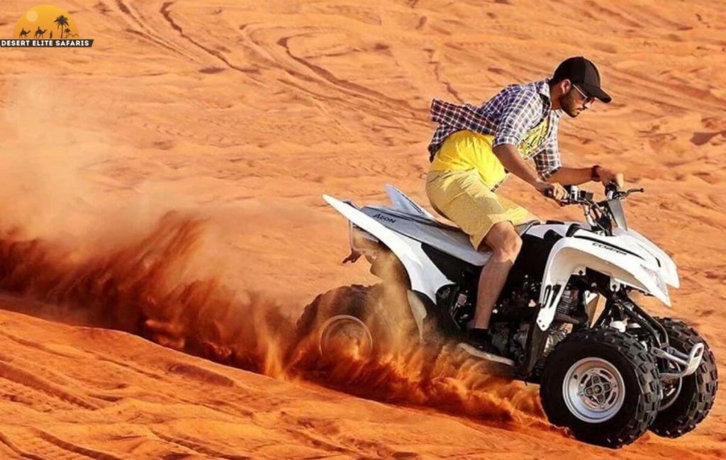 Quad biking ATV ride on Lahbab desert red dunes – self-drive desert adventure in Dubai