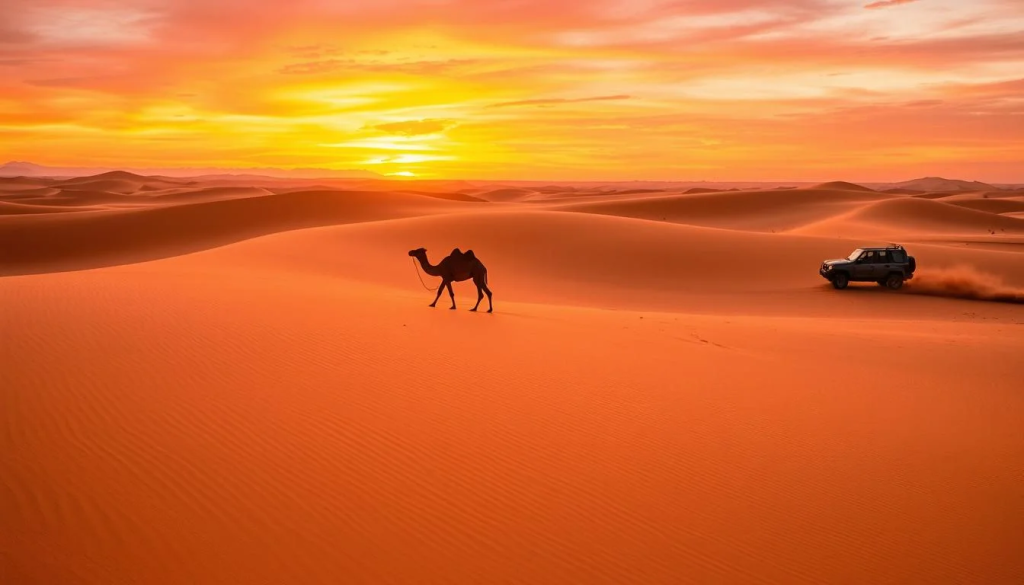 Sunset view during Evening Desert Safari in Dubai